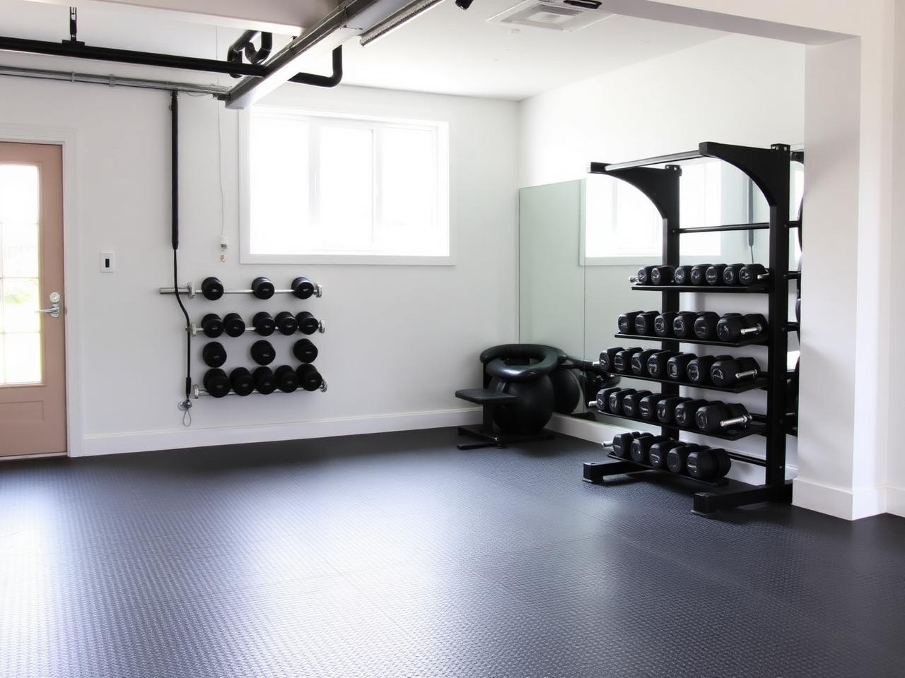 Garage converted into a home gym